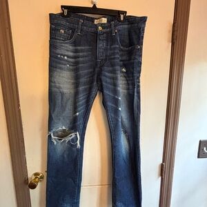 Scotch & Soda Men's Slim Fit Ripped Blue Jeans